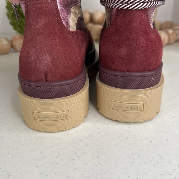 SCOTCH & SODA Made In Portugal Suede Cozy Hiker Boots burgundy Euro/37/ 6.5/7 - Picture 11 of 14